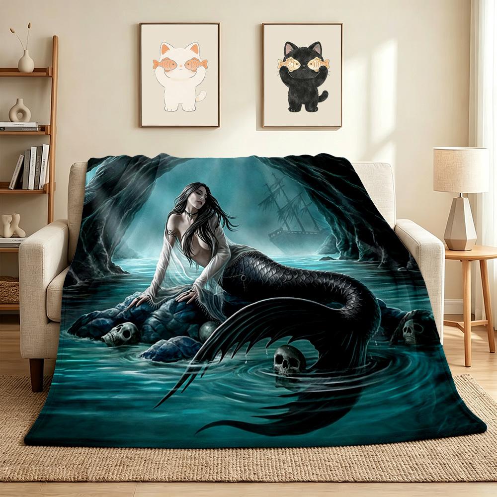 Mermaid Cave Flannel Blanket Throw Blanket Soft Warm Sofa Bed Camping Home Decor Unique Christmas Gift Cs9225