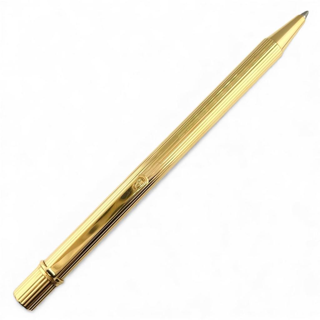 Great Cartier Ballpoint pen Striped Pattern gold mens Used