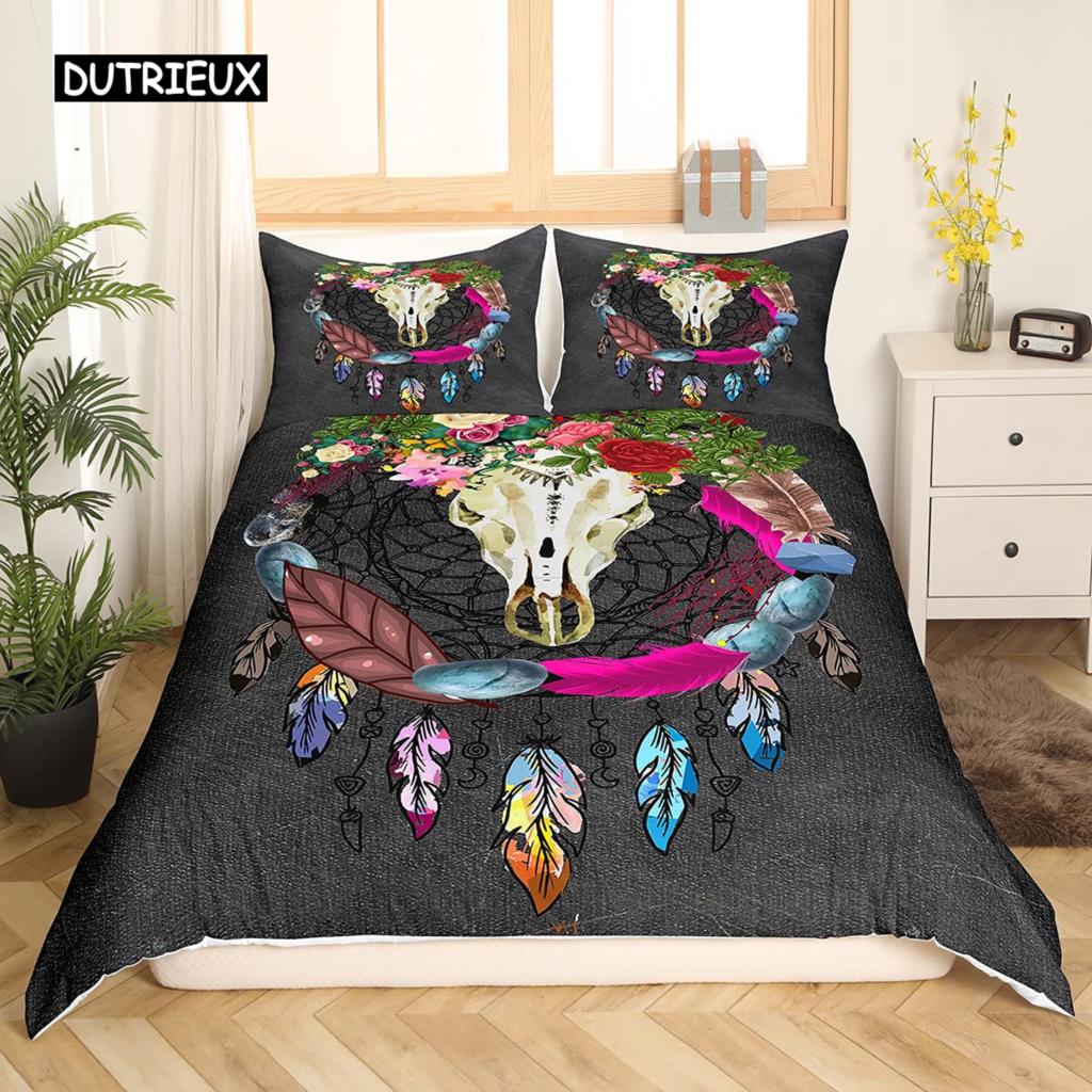 Bettbezug-Set mit Kuh-Motiv, rustikales Vintage-Bettwäsche-Set für Western-Wildtiere, für Kinder und Jungen, Polyester, Steppdeckenbezug, Doppelbett, Queensize-Bett, Kingsize