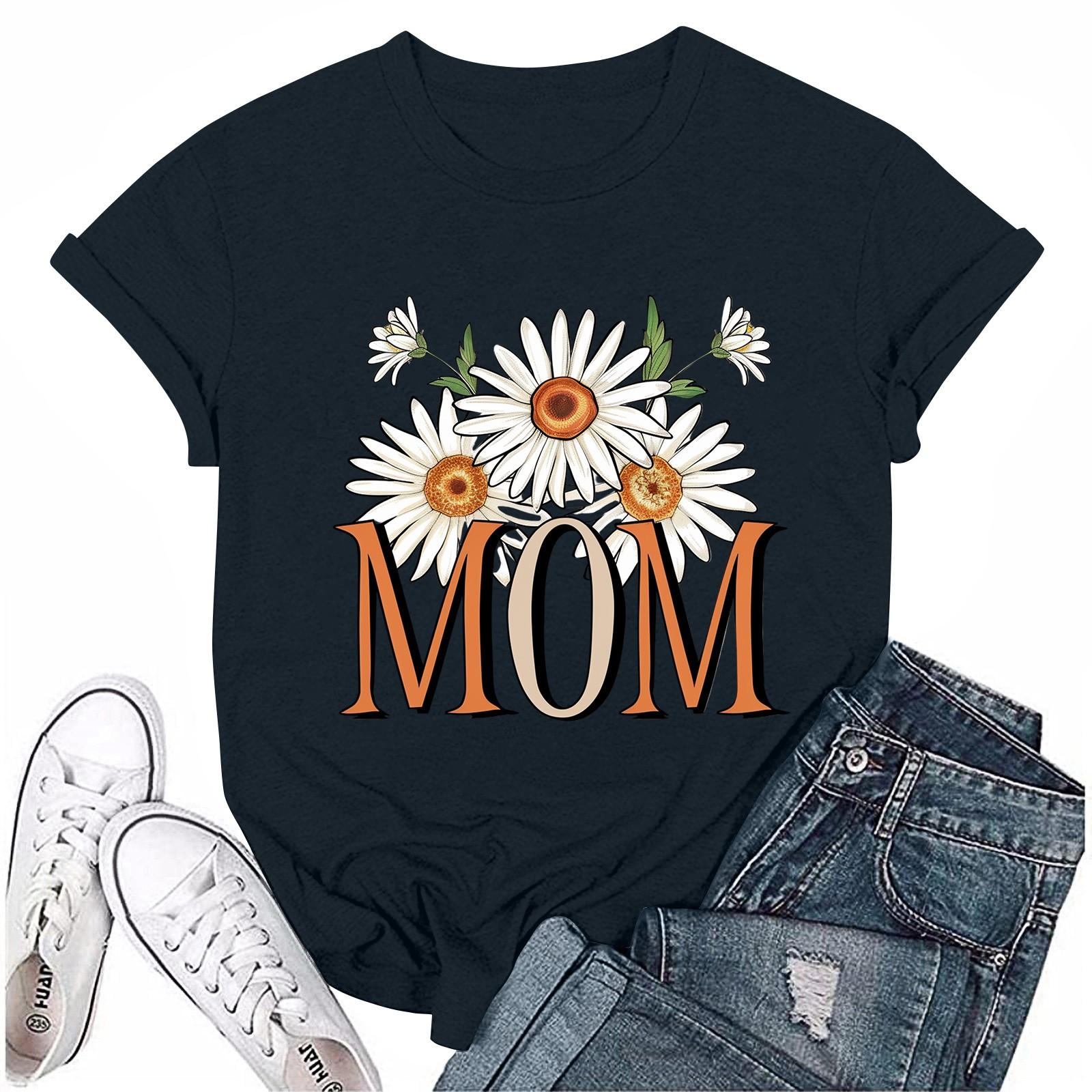 

Женский топ с круглым вырезом, повседневный принт, футболка с короткими рукавами L тёмно-синий