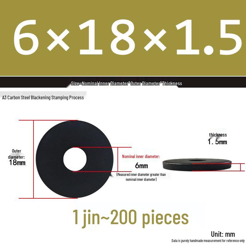 Thickened Black Flat Washer: Enhanced Round Metal Spacer for Home Use