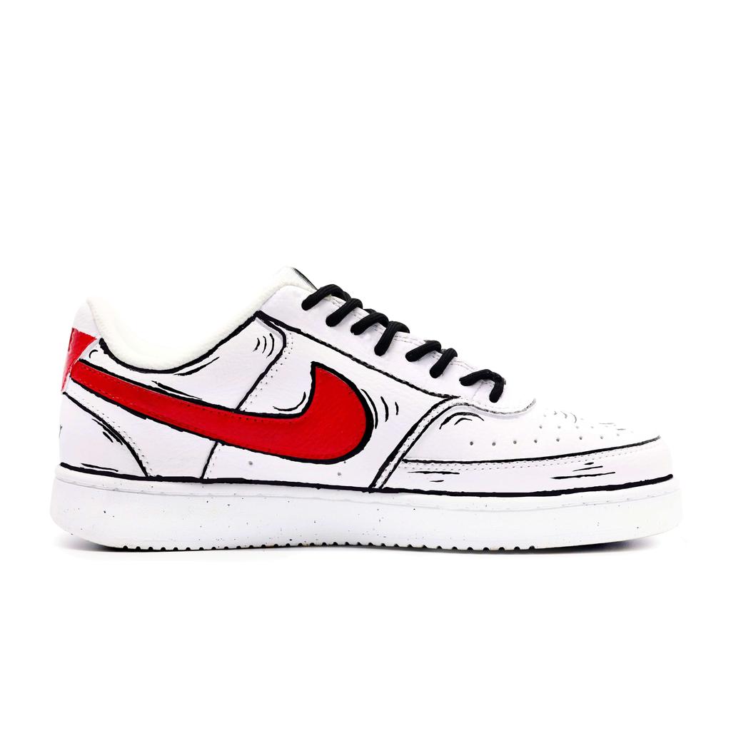 Nike Court Vision 1 Skateboard Shoes Men's Low Top White/Black/Red DH2987-101(team390-YZ)