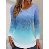 Spring and Autumn Round Neck 3D Gradient Printed Top Fashionable Casual Elegant Long Sleeved Women's T-shirts