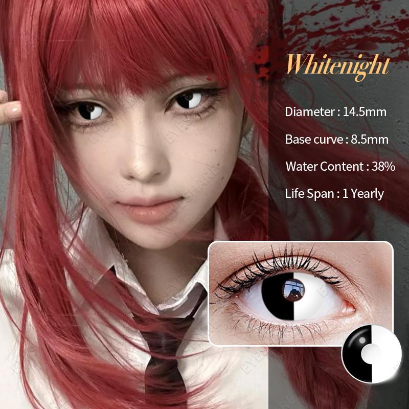 Eyeshare 1 Pair Red/Whie/Black Contact Lenses for Halloween Crazy Party Eye Makeup Lens Anime Role Playing Pupils