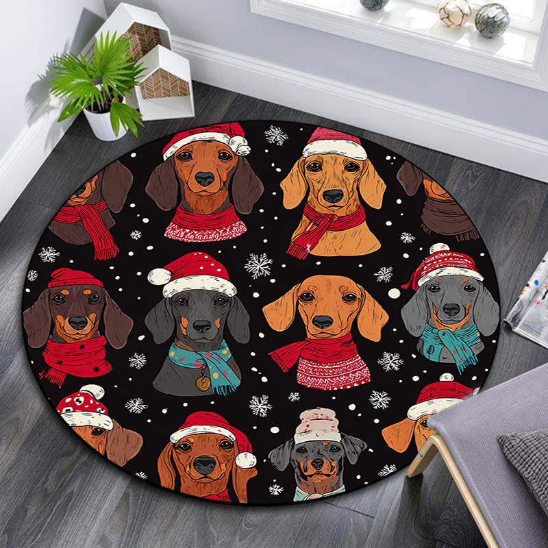 

Dachshund Round Area Rug,Carpet Rug for Living Room Bedroom Sofa Playroom Decor,Non-slip Floor Mat 80cmx80cm