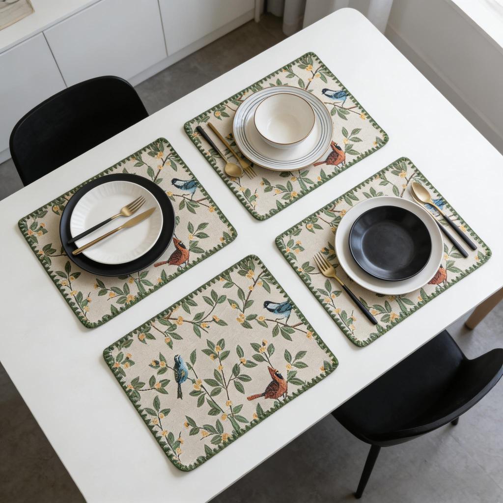 Washable 12 X 18 Inch Cotton Linen Non-Fading Home Kitchen Restaurant Wedding Decor Placemats