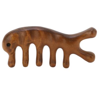 Gua Sha Kamm Sandelholz Ergonomischer Breitzahn Kopfhaut Schaben Massagekamm für Nacken Arme Beine