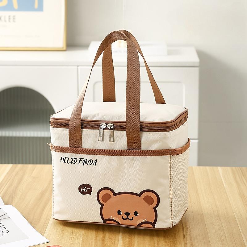 Cute Thermal Lunch Box Bag Student Portable Large Capacity Insulated Lunch Bag Waterproof Reusable Picnic Bag Cooler Bag Large Capacity Bento Bag