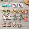 Easter Bunny Earrings: Cute Cartoon Animals with Carrots, Glasses & Backpack