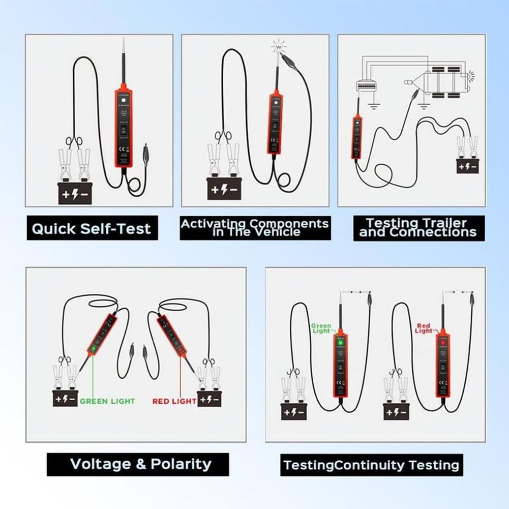 Car Electric Circuit Tester, 6-24v DC Automotive Electrical System Tester, Power Circuit Probe Tester, DC Test Light Automotive Short Circuit Finder