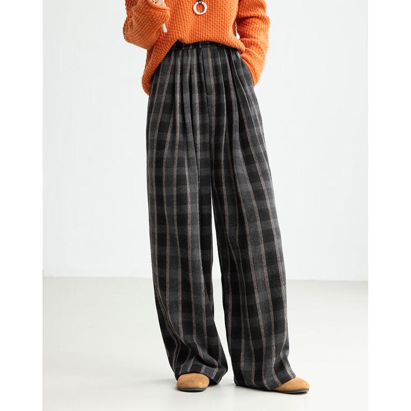 Demana Women's Retro Plaid Winter Casual Pants