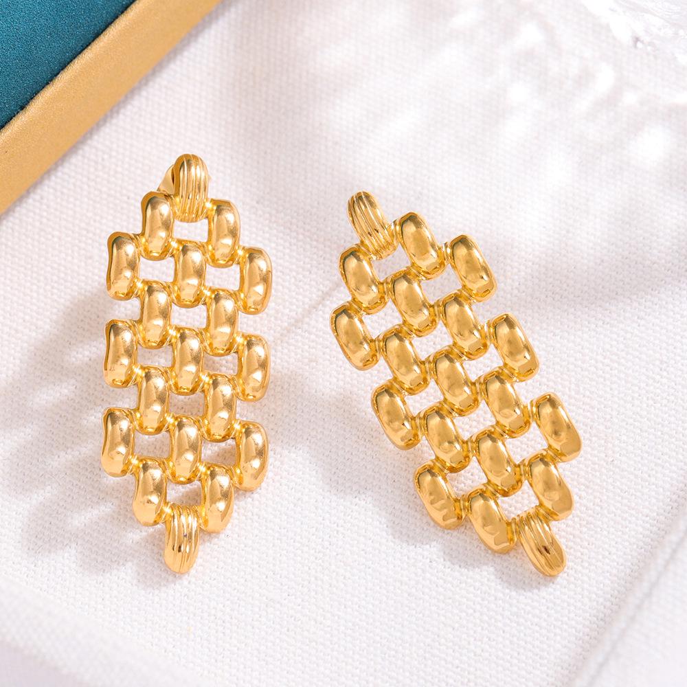 Gold-Plated European & American Style Stainless Steel Earrings for Women - High-End, Non-Fading, Niche Design