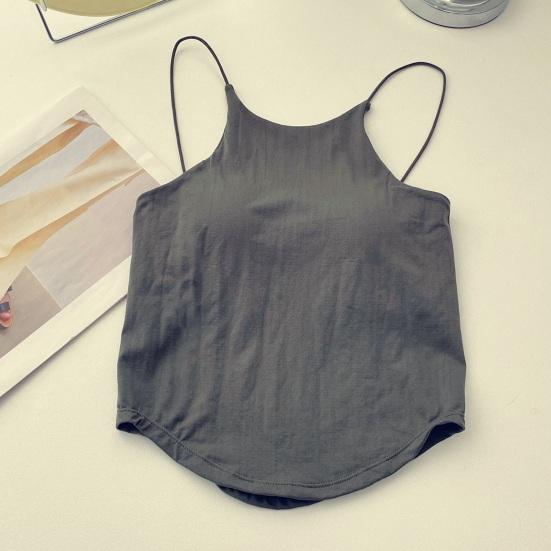 Women's Padded Cami Tank Top Double Lined Spaghetti Strap Basic Undershirts with Built in Bra Slim Fitted Summer Going Out