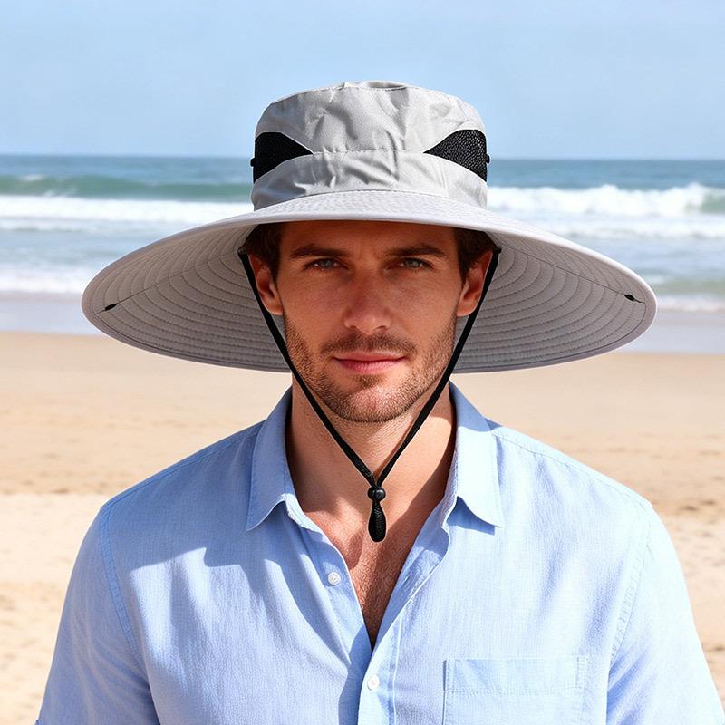 New outdoor face covering mountaineering hat men's fishing face covering large brim sun protection sun protection bucket hat