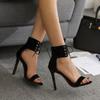 Fashion Roman high heels summer new round head suede front lace-up bag with anti-slip wear-resistant stiletto sandals