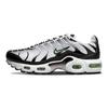 Air Max Plus Sports Fabric Low Top Running Shoes GS Black White CD0609-106