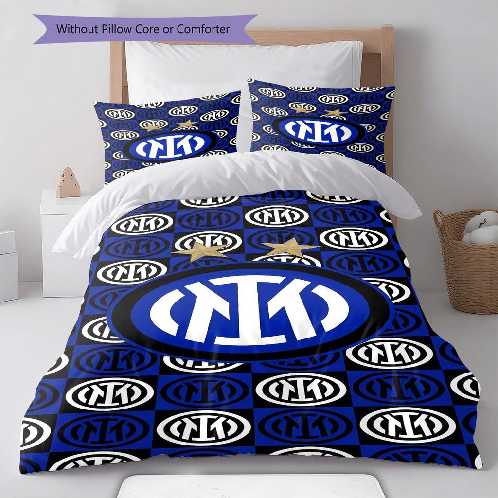 Inter Milan logo  Pattern Bedding Quilt Set Quilt Cover Pillowcase Home Decoration Birthday Gift (1 * duvet cover + 2 * pillowcase, without core)