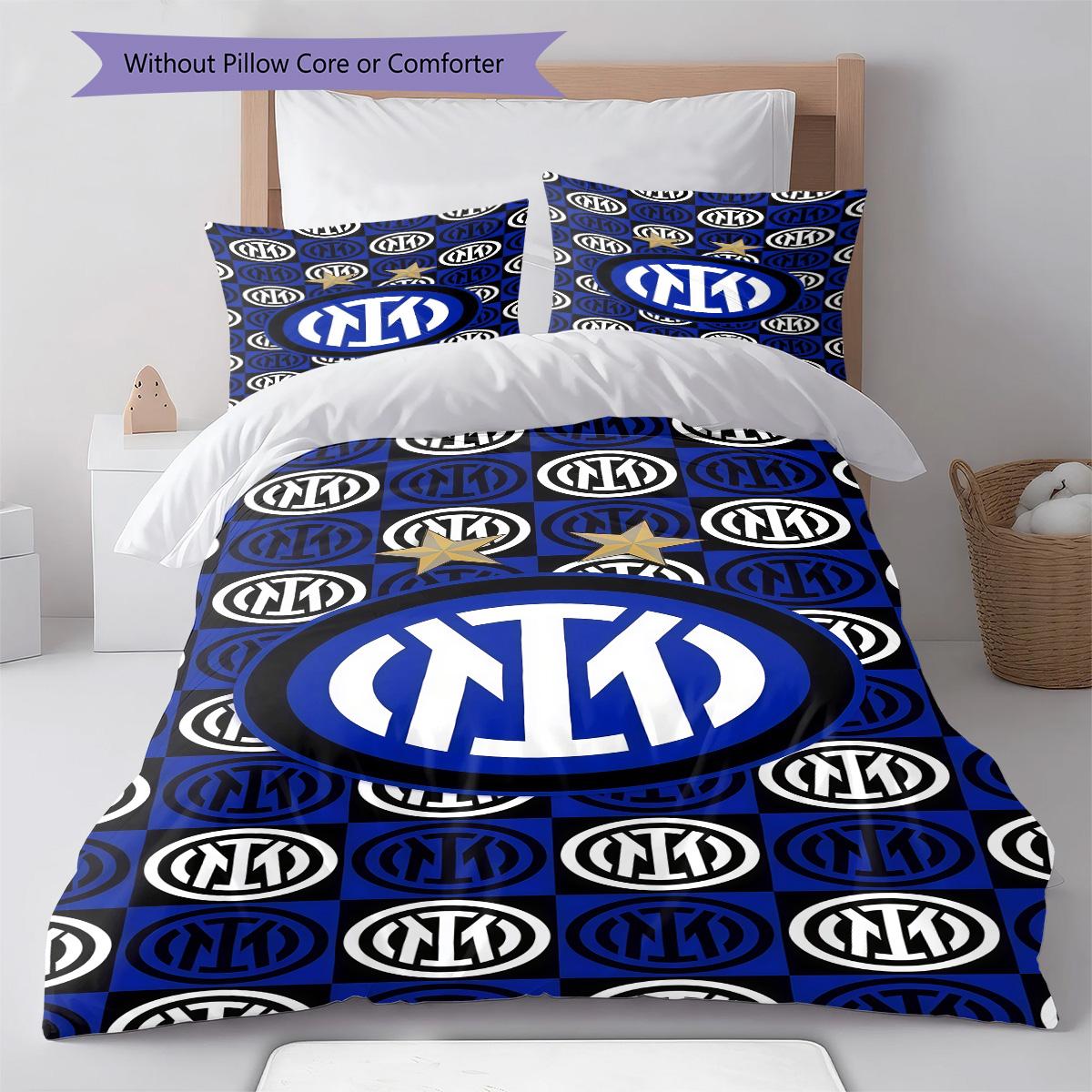 

Inter Milan logo RugPattern Bedding Quilt Set Quilt Cover Pillowcase Home Decoration Birthday Gift (1 * duvet cover + 2 * pillowcase, without core) 135x200cm