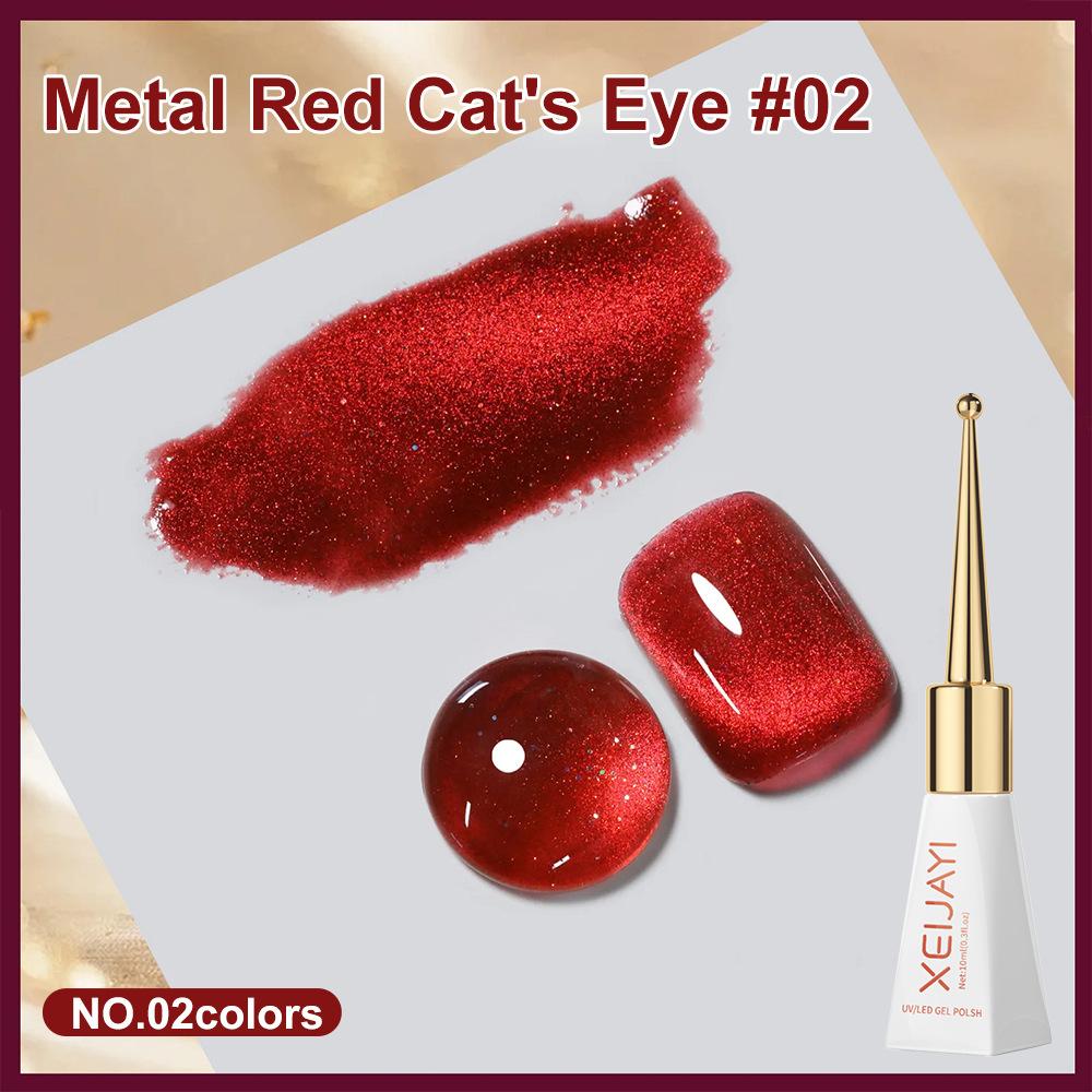 1pc 10ml Red Cat Eye Gel Magnetic Sparkling Glitter Gel Nail Polish Semi Permanent UV Gel For Women No Include Magnetic Stick