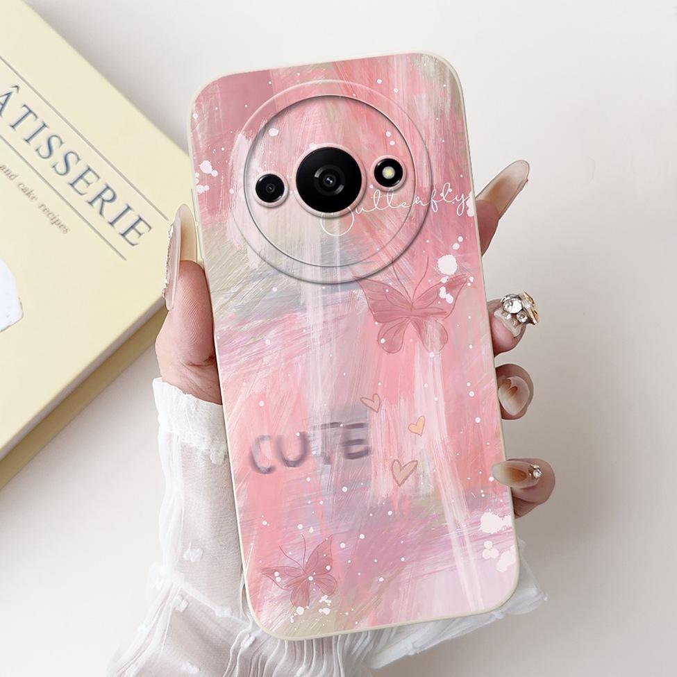 For Redmi A3 4G Phone Case For Xiaomi Poco C61 Cover Silicone Luxury Fashion Flowers Kawaii Cute Cat Painted Shockproof Bumper