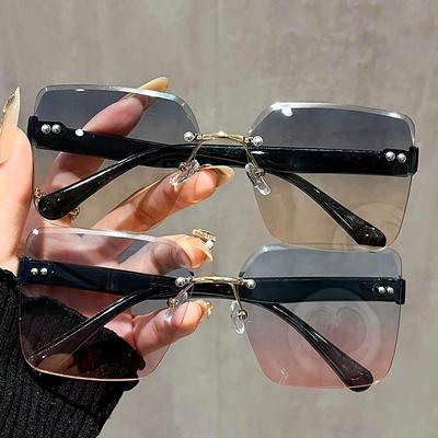 1PCS Fashion Square Sunglasses Women Frameless Cut Edge Slimming Cool Trendy Optical Glasses for Round Face