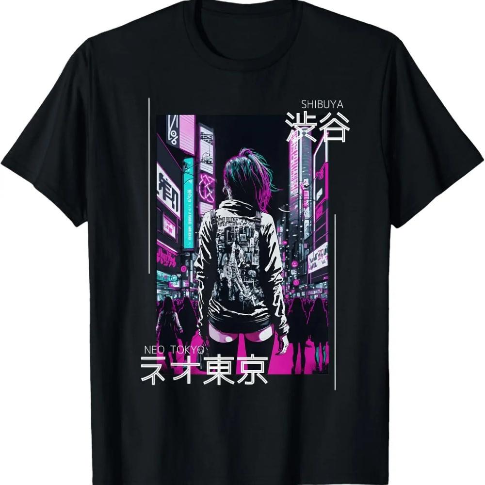 Neo Tokyo Shibuya Cyberpunk Japanese Aesthtic Vaporwave T-Shirt