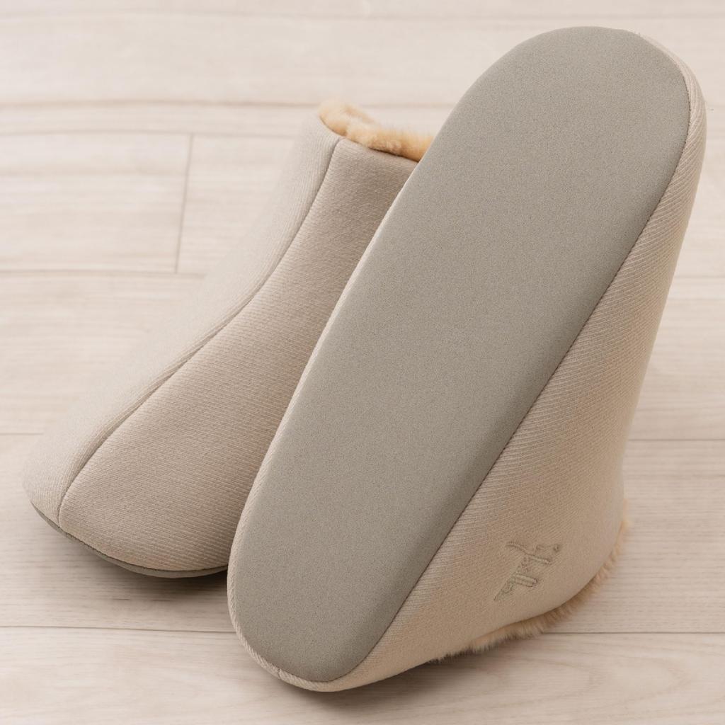 Sybilla Anna Size Senko 72883 Slippers, L, Approx. 24-26cm, Beige, Washable, Stylish, Cute, Warm, Cold-Weather Boa,
