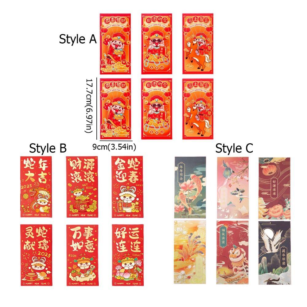 6pcs/set Traditional Spring Festival Red Envelope Chinese Style Lucky Money Packets  Lunar New Year