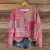 Women's Vintage Knit Button Vintage Print Cardigan Jacket