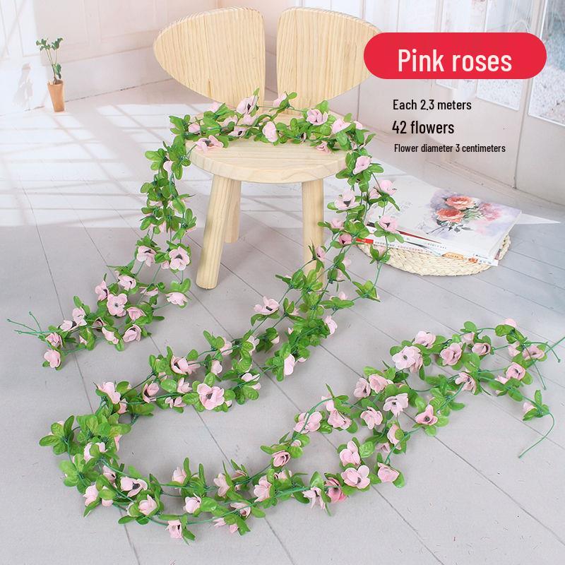 Artificial Rose Flower Vine for Balcony, Staircase, and Railings Decoration