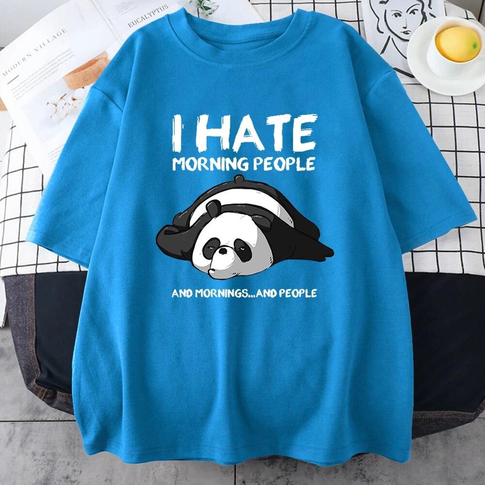 Lazy Panda I Hate Morning People Potisk triček pro unisex karikatury All-matematické oblečení Vintage Oversize Bavlna Pánské topy s krátkým rukávem