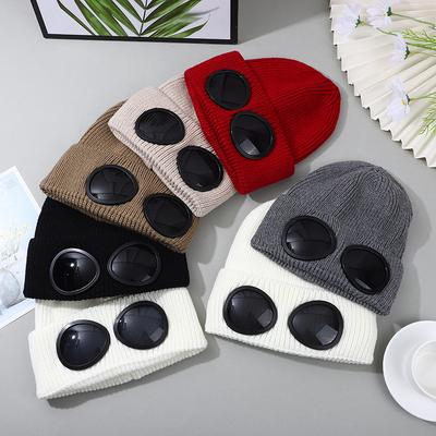 Dehnbare Wintermütze Brille Strickmütze Winddichte Wintermütze Elastisch Weich Warm Rutschfest Ohrenschutz Unisex Fliegermütze