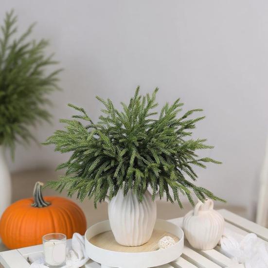 5/10 Pezzi Rami di Pino di Norfolk Illuminati Natale Rami Artificiali di Aghi di Pino con Luce LED Pre-illuminati Finti Piante Verdi Decorazione per Feste