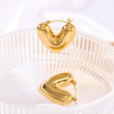 Liebes-Ohrhänger für Frauen Goldfarben Edelstahl Pfirsichherz-Ohrringe