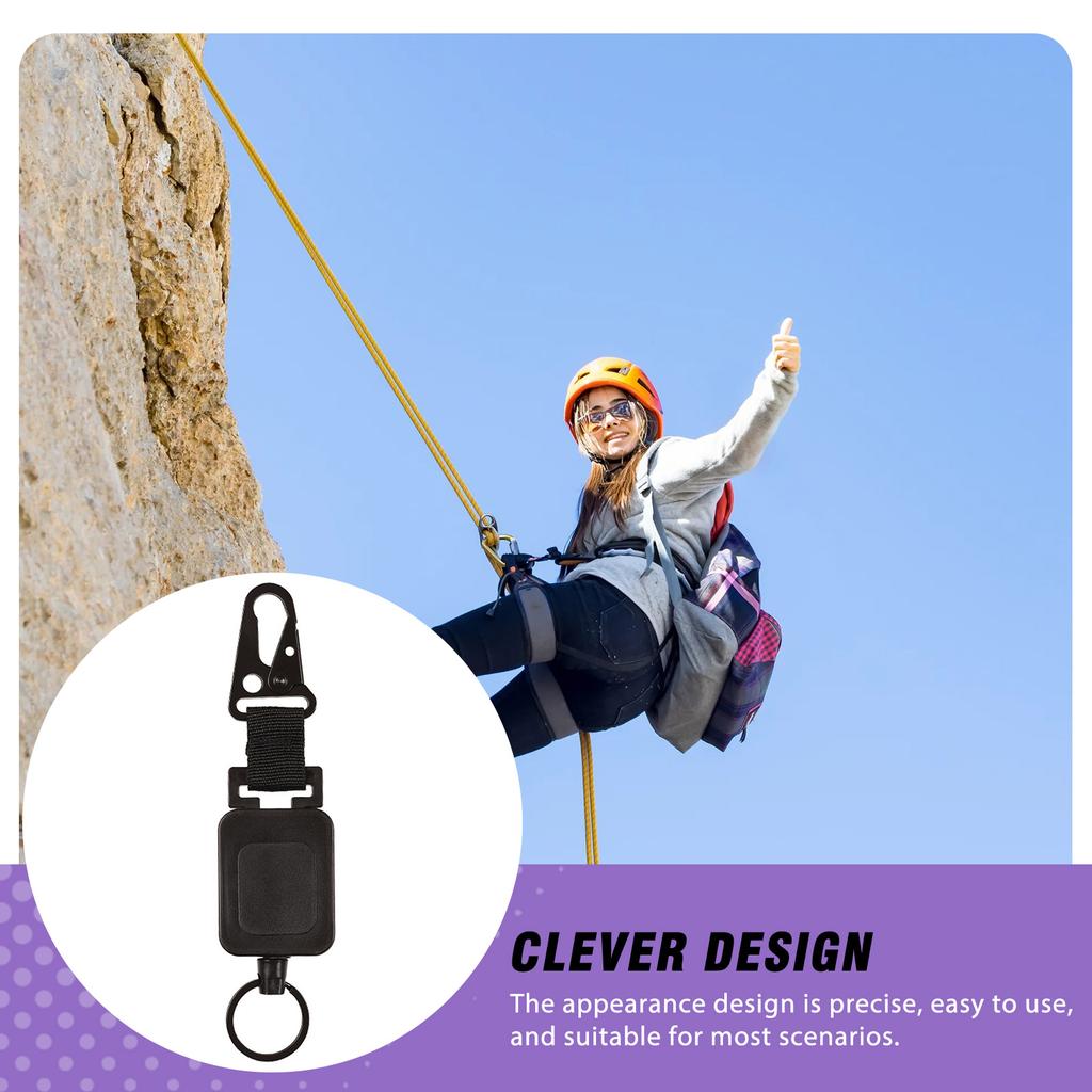Retractable Mountaineering Buckle with Free Expansion Windup Badge Holder Suitable for Store Keys Mini Flashlight