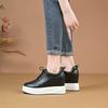 Thick-soled Wedge Heel Strap Leather Casual Shoes 2025 Spring New Muffin Sole Waterproof Table 10cm Height-increasing Single Shoes