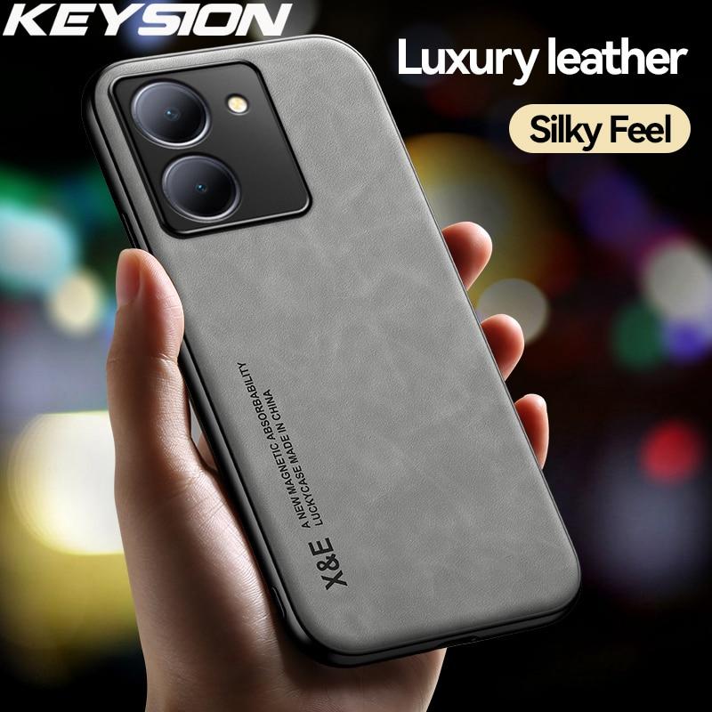 

Роскошный кожаный чехол KEYSION в стиле ретро для VIVO Y36 5G Y78 5G, мягкий силикон + противоударная задняя крышка для телефона из поликарбоната для VIVO Y78 5G Y36 5G for VIVO Y36 5G синий