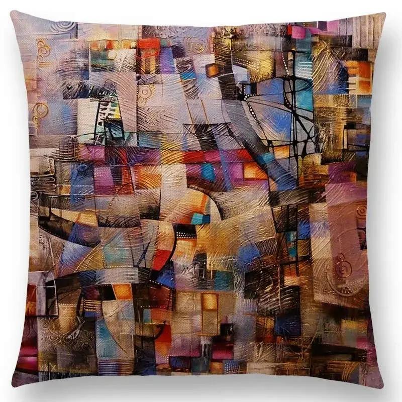 New Gorgeous Abstract Art Painting Mysterious Color Vortex Fantasy Geometry Retro Cushion Cover Car Sofa Throw Pillow Case