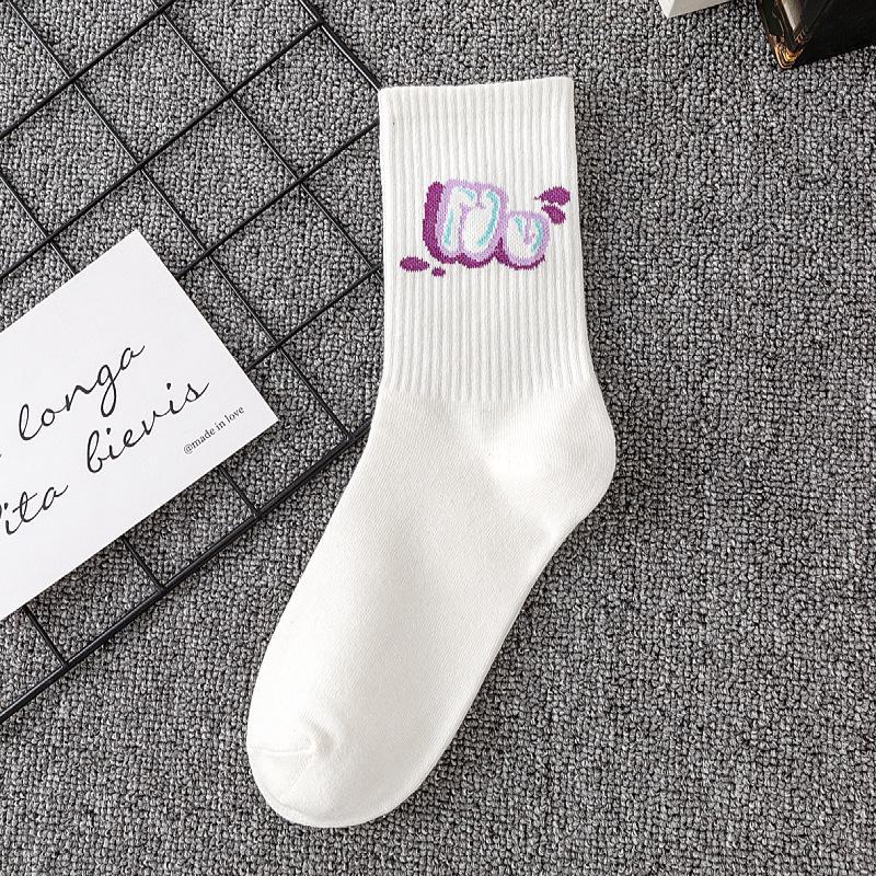 

Модные женские белые носки средней длины в корейском стиле на все времена года No. 4; one size