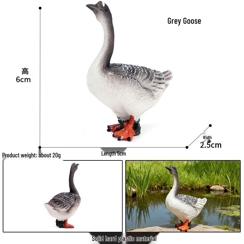 Realistic Farm Animal Models: Big Yellow Duck, Rooster, Turkey, Goose, and Swan
