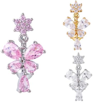 Pırıl Pırıl Zirkon Göbek Piercing Halkaları Kelebek Kalp Göbek Piercing Halkası Kadınlar İçin Vücut Takısı Aksesuarları