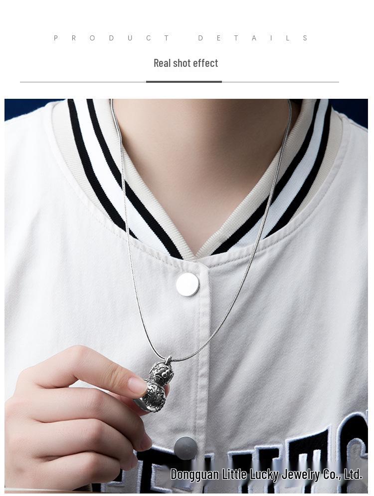 Handcrafted S925 Silver Jade Angel Gourd Pendant: Ethnic Style for Men and Women