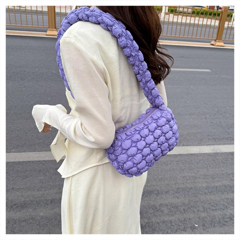 Korean Bag Women 2025 New All-matching Round Bubble Pleated Cross-body