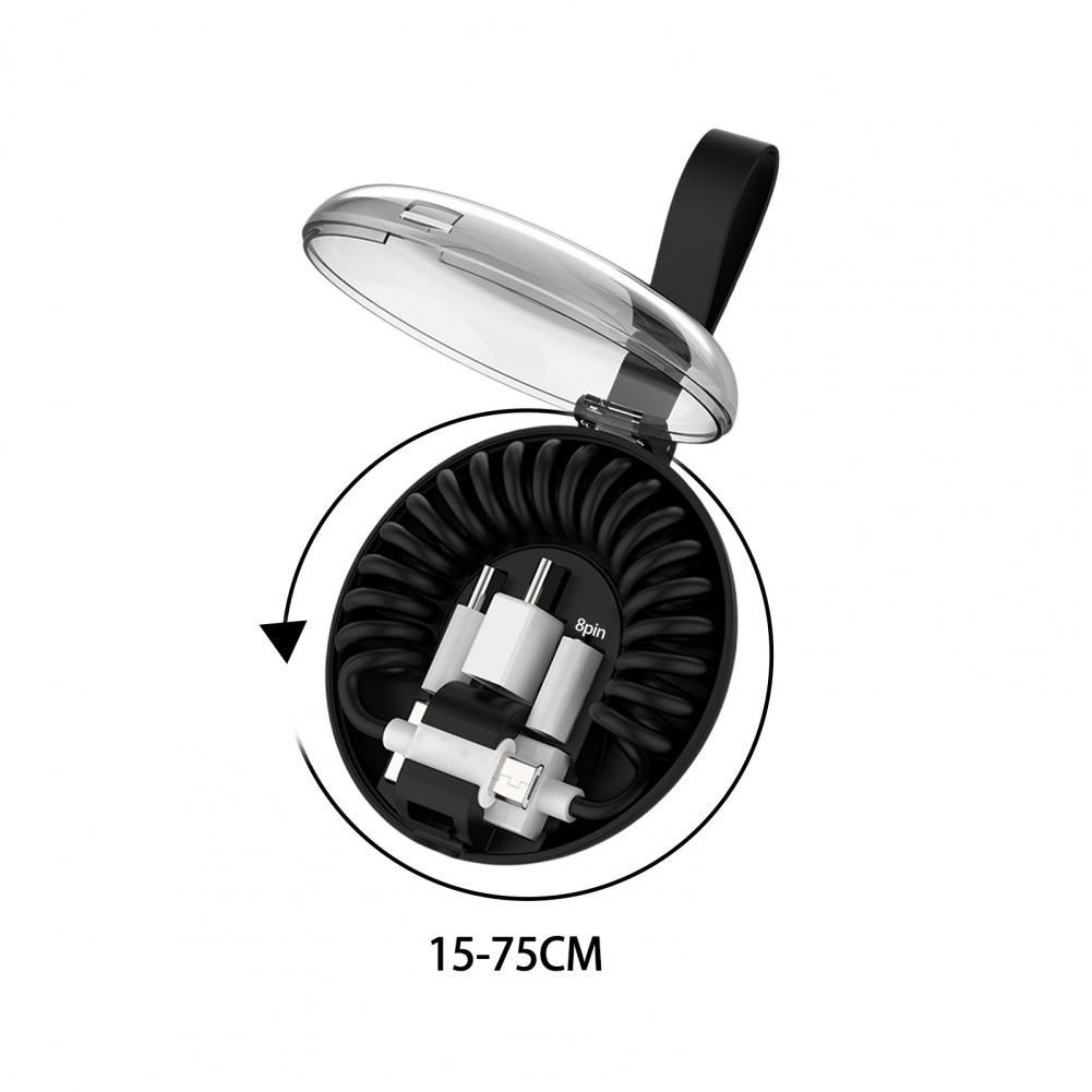Convenient Charging Wire Anti-winding Data Cable Stretchy Data Transfer 3 In 1 Mobile Phone Charging USB Spring Wire
