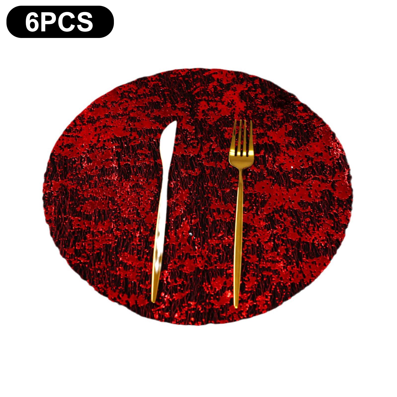 

6 шт. Металлизированные сетчатые подставки под тарелки Круглые подставки для стола Свадебное праздничное банкетное украшение Red