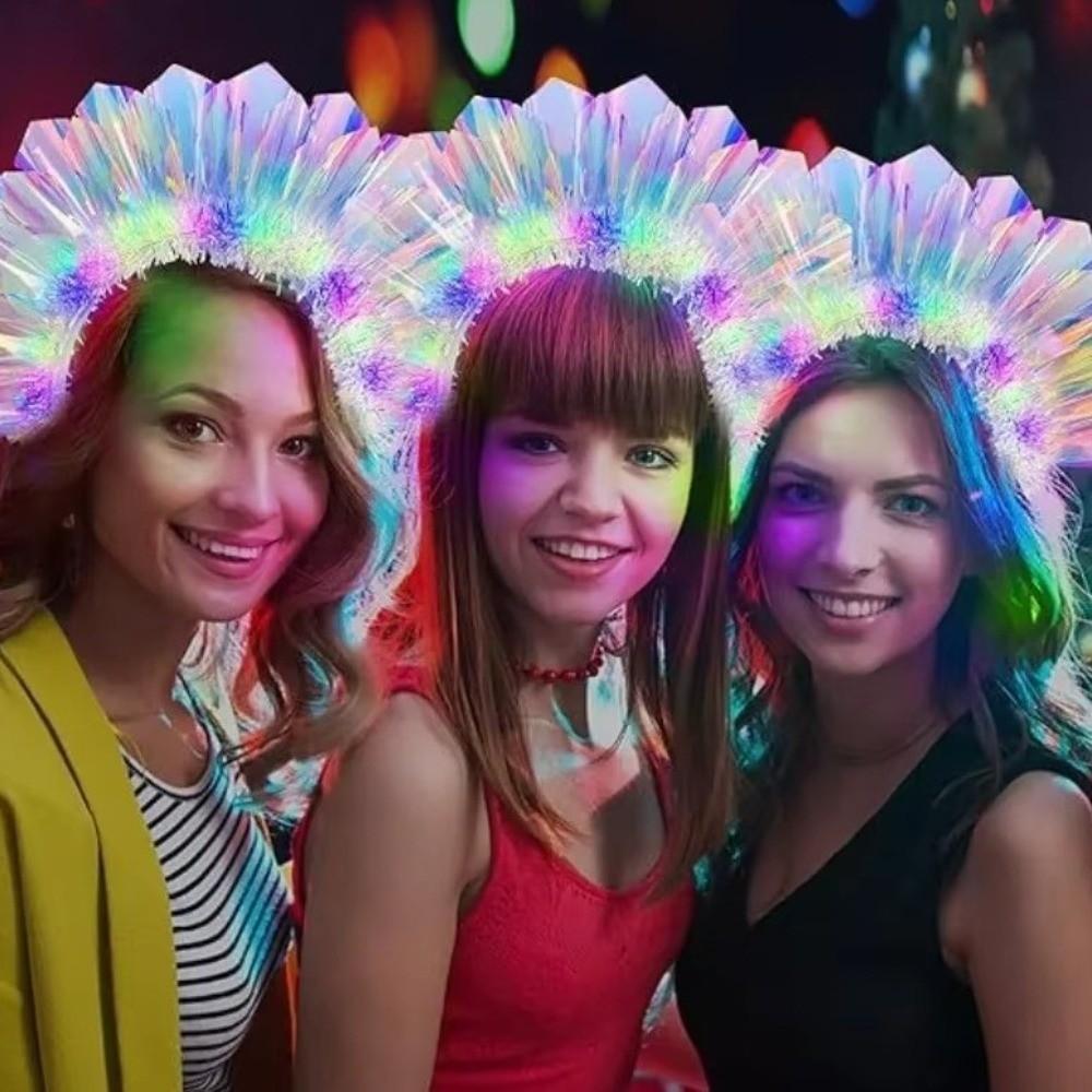 Flashing Light Up Hair Hoop LED Glowing Crown Luminous Laser Headband  Christmas Celebration