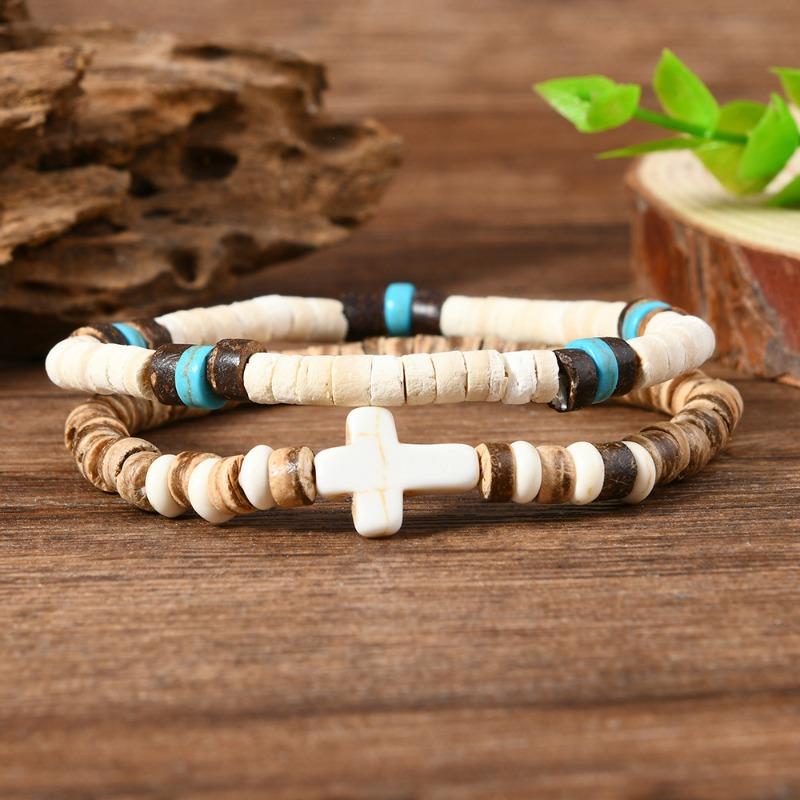 

New Coconut Shell Turquoise Beaded Elastic Line Men s Bracelet Bracelet Bracelet білий