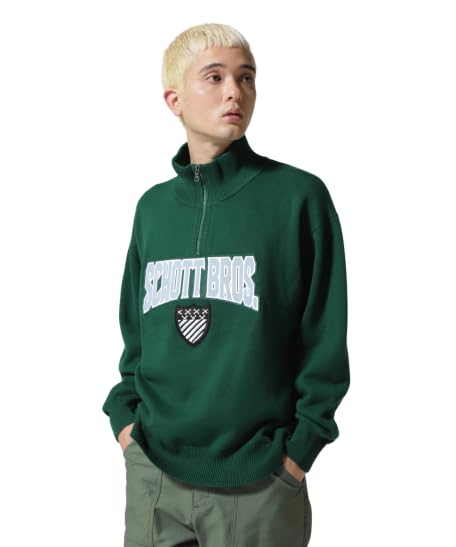 

Schott NYC Cotton Sweater with College Patch, Men s, Size M (140), Green, 782-2240003