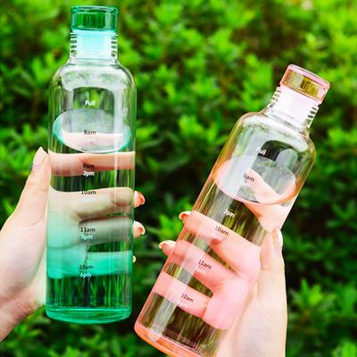 500 ml transparente, bunte Plastikwasserflasche mit Marker, kreativ, große Kapazität, auslaufsicher, Milchbecher, Trinkgeschirr für Kinder, Schule, Fitnessstudio, Sport