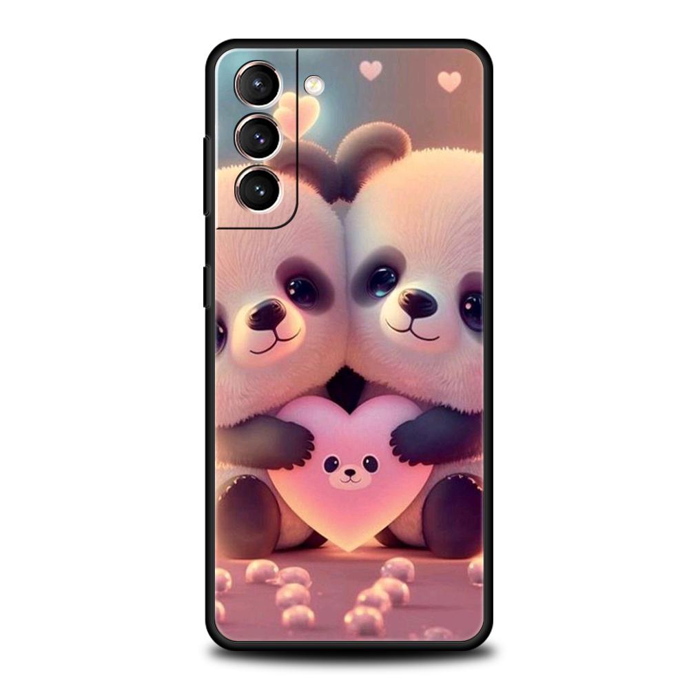 Cartoon Niedlicher Panda Handyhülle für Samsung Galaxy S24 S23 S22 S20 S21 FE Ultra S10 S10E S9 S8 Plus 5G Silikonhülle Fundas Tasche